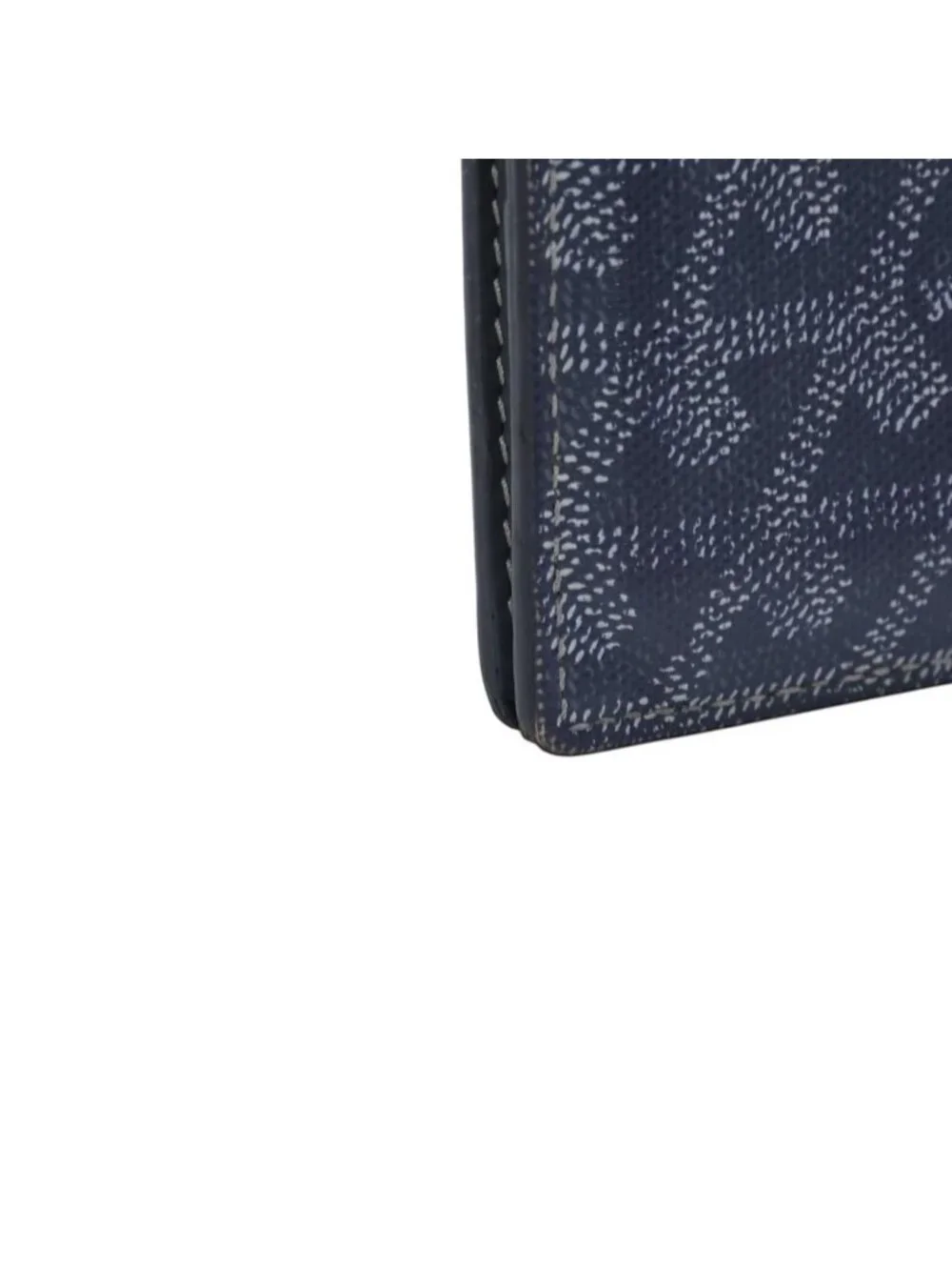Goyard Saint Pierre Card Wallet Herringbone Pattern Canvas Leather Gray Yellow